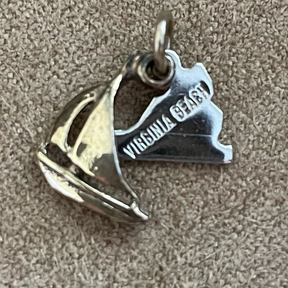 Vintage Virginia Beach Double Charm - Sailboat and State Cut Out